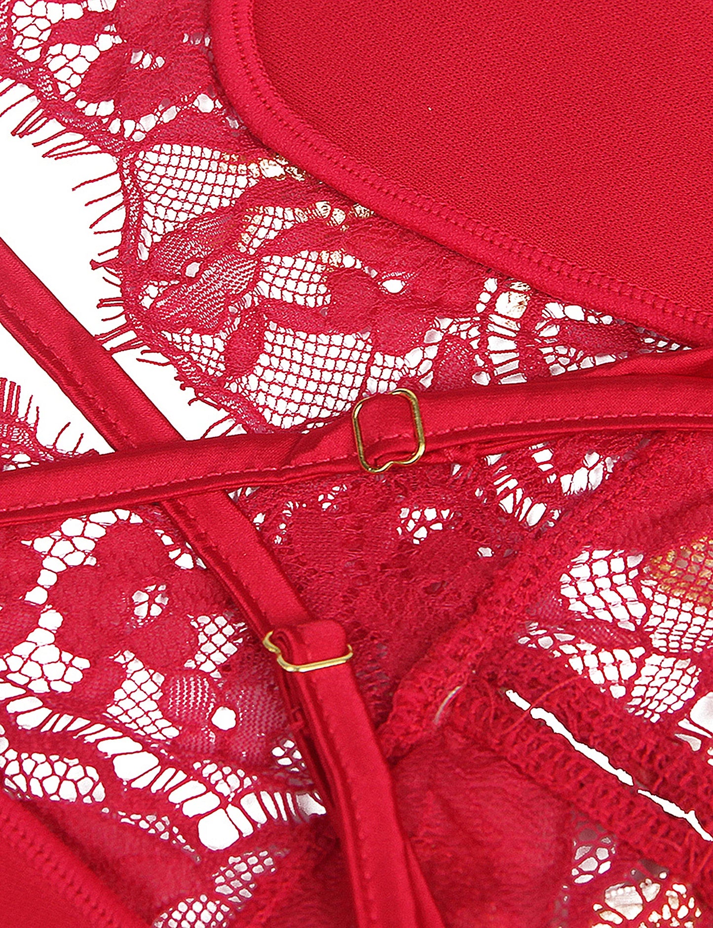 Elegant Women's Red Floral Baby Doll Lingerie with Embroidery and Matching Panties