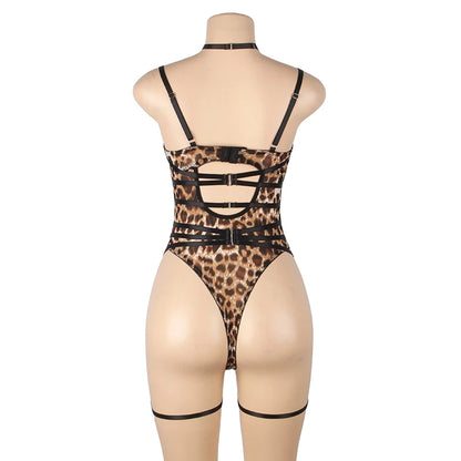 Leopard Print One-Piece Bodysuit