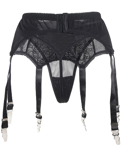 Women's Plus-Size Lace Garter Belt with High Elastic Suspenders